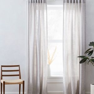 Pair NWT West Elm Gray Weave Farmhouse Curtains